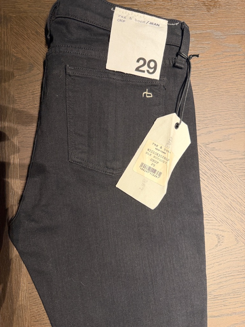 rag & bone Black Crop Jeans with detail at bottom!